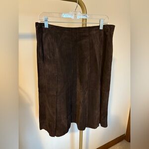 Pleated Brown Suede Skirt